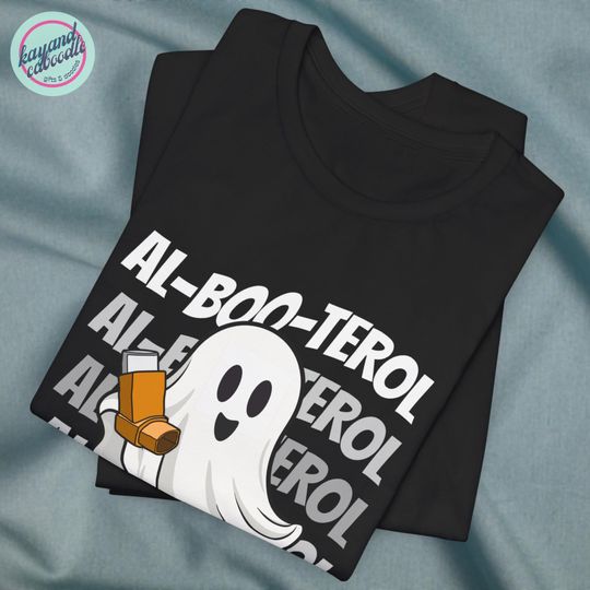 Discover AL-BOO-TEROL Unisex Jersey Short Sleeve Tee - Cute Halloween Medication Pun, Pharmacy & Nursing Costume T-Shirt