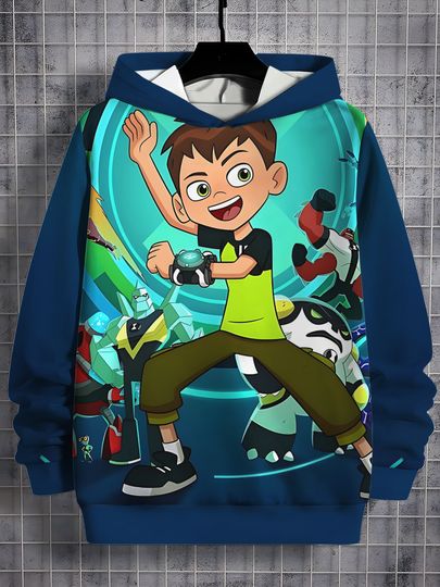 Discover Cartoon Ben 10 Men's hoodie Autumn Casual Long Sleeve 3D Printing Man Tops Fashion New Streetwear Casual Men's Hooded