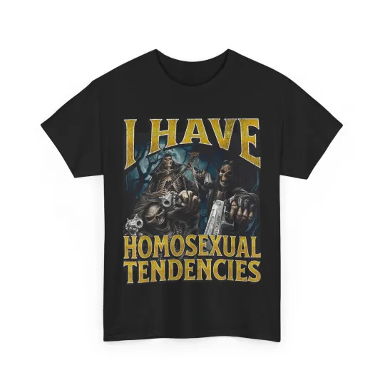 Discover Funny Skeleton T-Shirt with Homosexual Tendency Meme