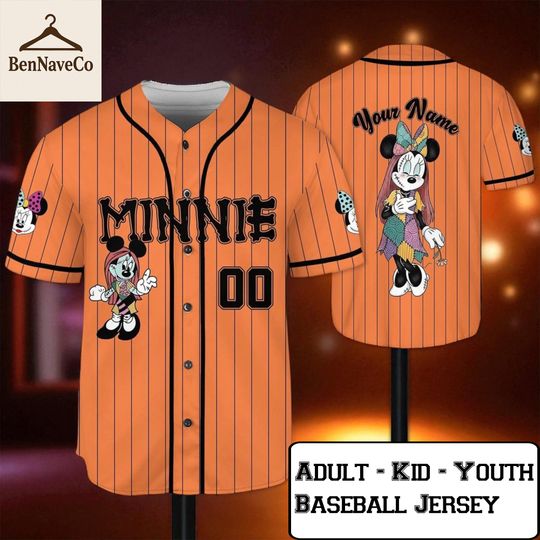 Discover Minnie Halloween Baseball Jersey, Custom Jersey Shirt, Disney Minnie Baseball Tee