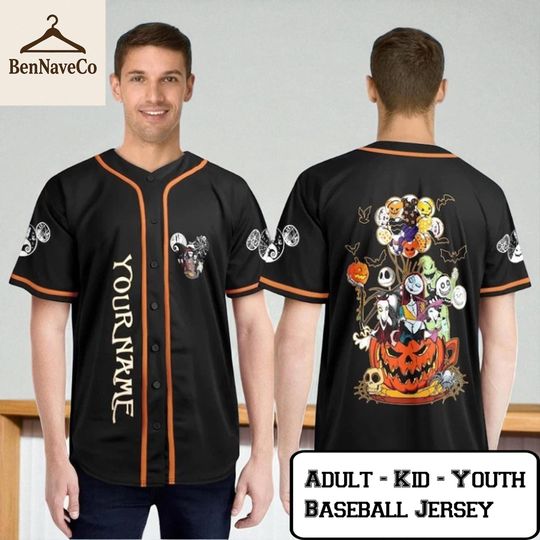 Discover Nightmare Before Christmas Baseball Jersey, Custom Halloween Jersey, Kids Youth Adult Shirt
