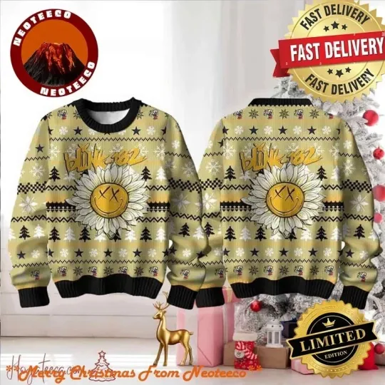 B182 Sunflower Angels Airwaves Xmas Holiday Ugly Christmas Sweater