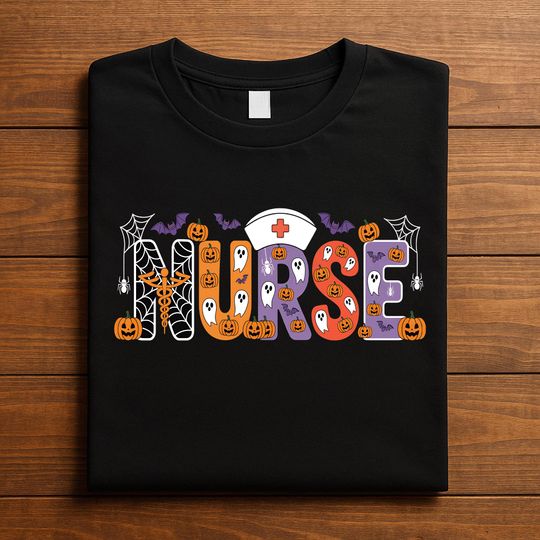 Discover Halloween Nurse Shirt, Spooky Pumpkin Ghost Nurse Tee, Cute Scary Medical Halloween Costume Shirt For Nurses, Halloween Nurse Sweatshirt