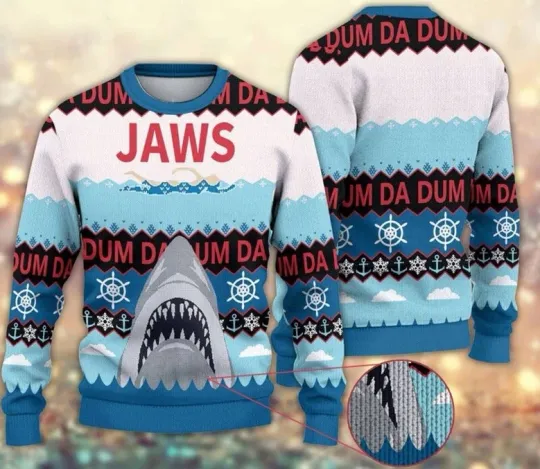 Jaws Movie Christmas Ugly Sweater, Jaws Movie Christmas Sweatshirt, Xmas Sweater