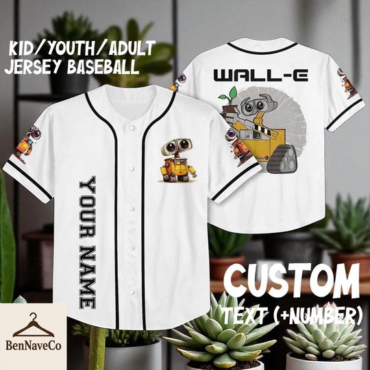 Discover Custom Wall-E Baseball Jersey, Personalized Disney Pixar Robot Shirt, Cartoon Jersey for Kids Youth Adult