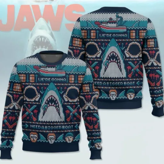 Discover Jaws We’re Gonna Need A Bigger Boat Ugly Christmas Sweater Movie Film