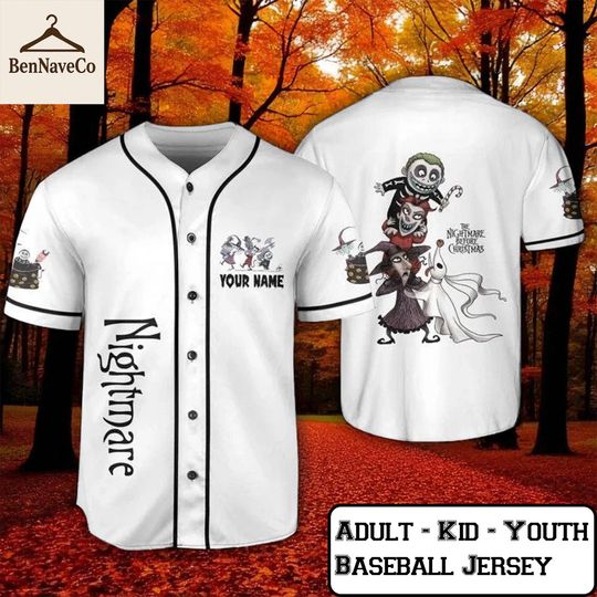 Discover Custom Nightmare Before Christmas Baseball Jersey, Halloween Disney Shirt, Jersey for Kids Youth Adult