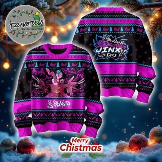 League Of Legends Arcane Jinx Powder Powpow Boom Christmas Ugly Sweater