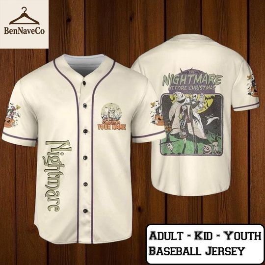 Discover Custom Nightmare Before Christmas Baseball Jersey, Halloween Disney Shirt, Jersey for Kids Youth Adult