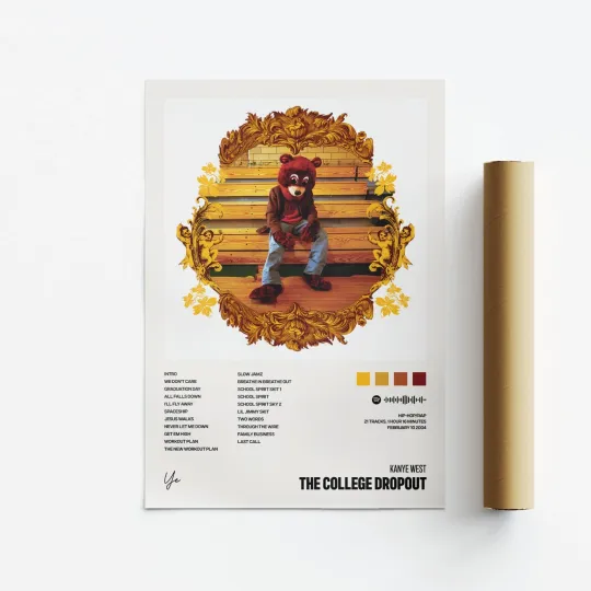Kanye West The College Dropout Album Art Poster Print Music Tracklist