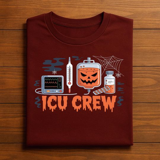 Discover Gift ICU Crew Halloween Shirt, Spooky Team Costume Tee