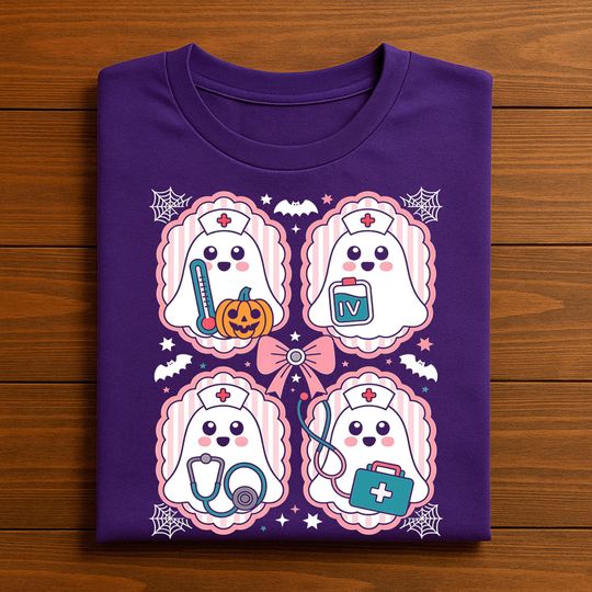 Discover Kawaii Ghost Shirt, Cute Halloween Tee, Pastel Spooky Season Shirt