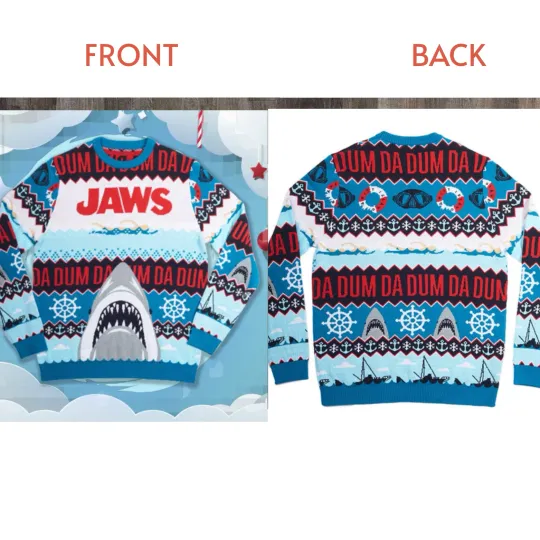 Discover Jaws Movie Shark DA DUM Christmas Ugly Sweater