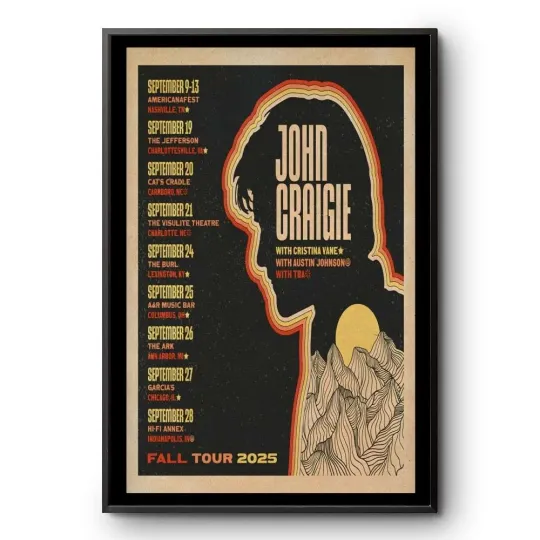 Discover Poster John Craigie Fall Tour 2025 Poster, 2025 Tour Poster, Wall Decor No Frame