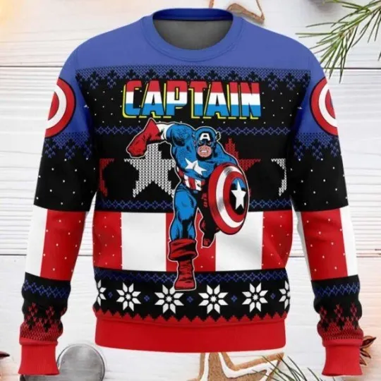 Christmas Captain America Ugly Christmas Sweater