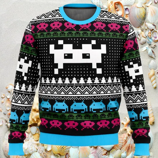 Christmas Space Invaders Ugly Christmas Sweater