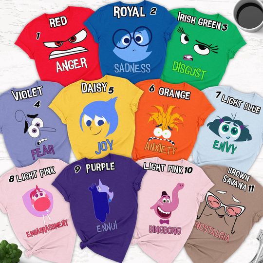 Discover Inside Out Halloween Costume, Inside Out Characters Matching, Inside Out Group Cosplay, Inside Out Family Trip Tee