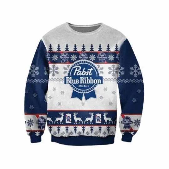 Discover Ugly Christmas Pab*st Blue Rib*bon Beer Sweatshirt