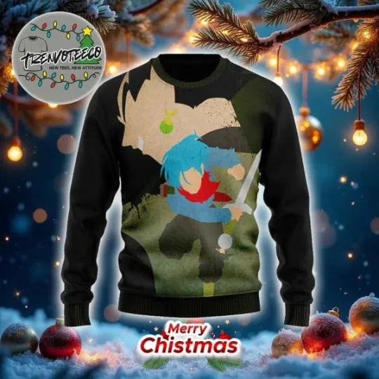 Discover Black Go*ku Future Trunks Flat Art Ugly Sweater