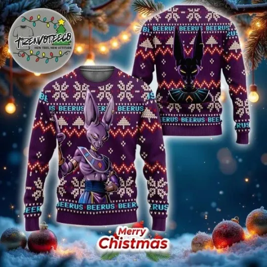 Ball Beerus Manga Dragon Z Best Gift For Fan Anime Ugly Sweater