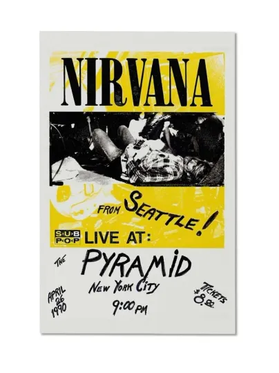 Discover Nirvana Live at The Pyramid NYC 1990 Wall Art Poster – Grunge Rock Art Print