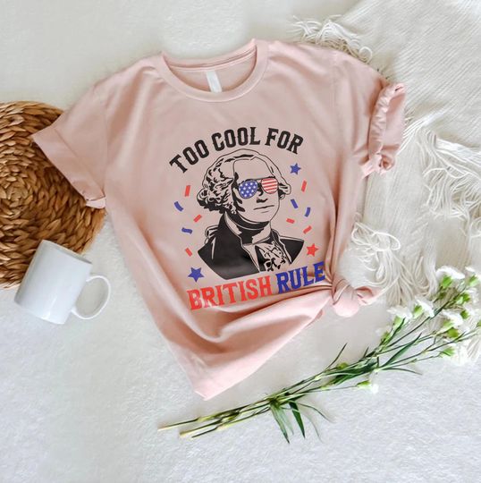 4th of July T-shirt, American Flag Sunglasses George Washington Shirt