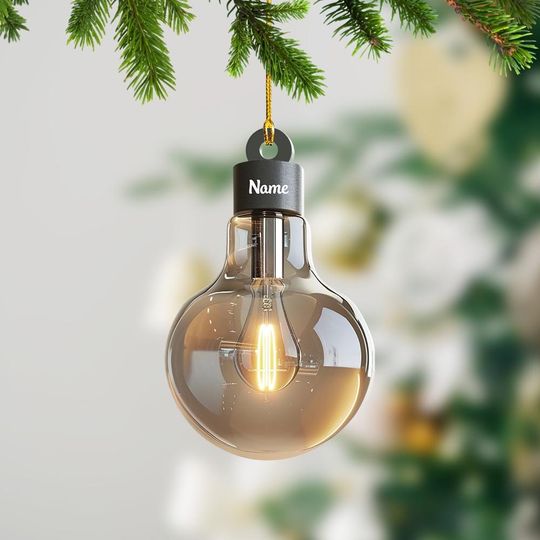 Discover Personalized Light Bulb Ornament, Light Bulb Christmas Ornament, Electrician Ornament Gift, Lineman Ornament, Journeyman Gift TD-1101-TF6K