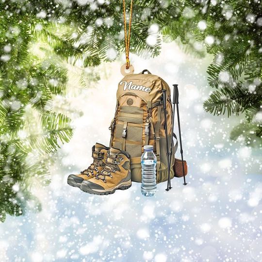 Discover Personalized Hiking Backpack Ornament, Hiking Christmas Ornament, Camper Ornament Gift, Campsite Ornament, Campground Decor ID-1028-WD0I