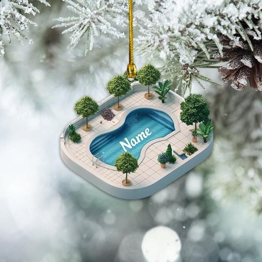 Discover Personalized Swimming Pool Ornament, Swimming Pool Christmas Ornament, Pool Lovers Ornament Gift, Pool Holiday Ornament Decor ID-1203-SVRP