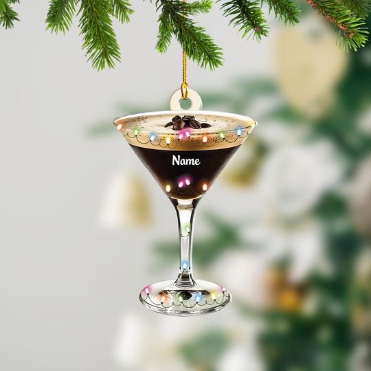Personalized Espresso Martini Ornament, Espresso Martini Christmas Ornament, Espresso Martini Gift, Cocktail Lover Gift