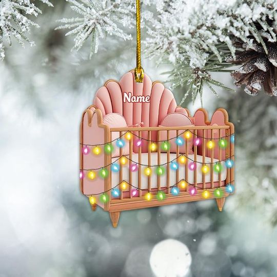 Discover Personalized Baby Crib Ornament, New Baby Christmas Ornament, Baby First Christmas Ornament Gift, Baby Bedroom Ornament Decor TD-1116-6DZQ