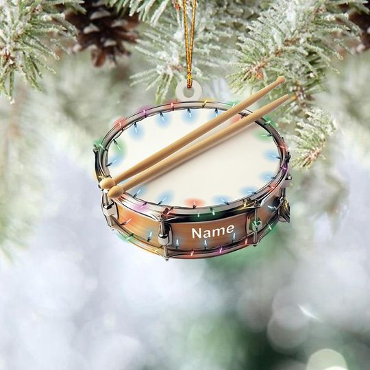 Discover Personalized Drum Ornament, Hand Drum Christmas Ornament, Drummer Holiday Ornament, Music Room Ornament Decor, Drum Band Gift TD-1113-PUC8