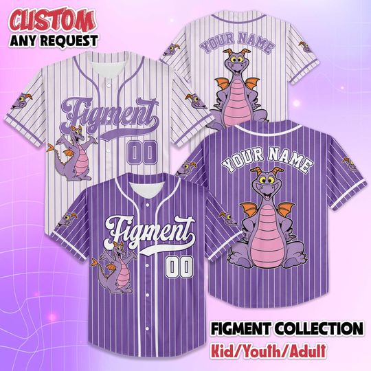 Discover Personalized Disney Figment Baseball Jersey, Disney Figment Little Spark Baseball Shirt, Matching Disney Trip Outfit, Disney Birthday Gift