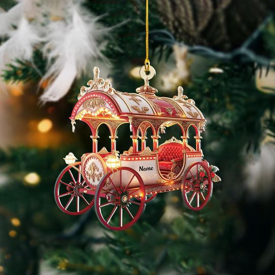 Discover Personalized Carriage Ornament, 2D Flat Princess Carriage Christmas Ornament, Carriage Car Ornament Carriage Hanging Tree Decor ID-1210-QXQK