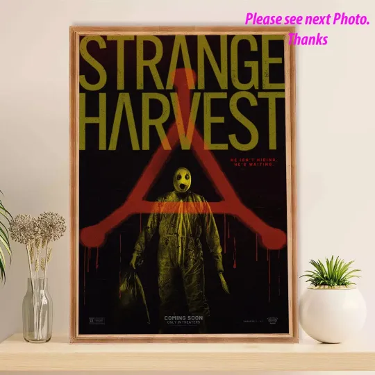 Strange Harvest 2025 Horror Movie Poster, Creepy Killer in Mask, Halloween Decor