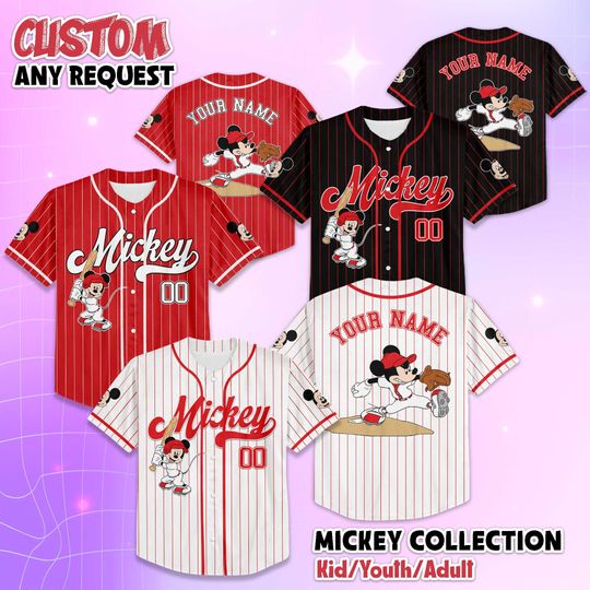 Custom Disney Mickey Mouse Collection Baseball Jersey