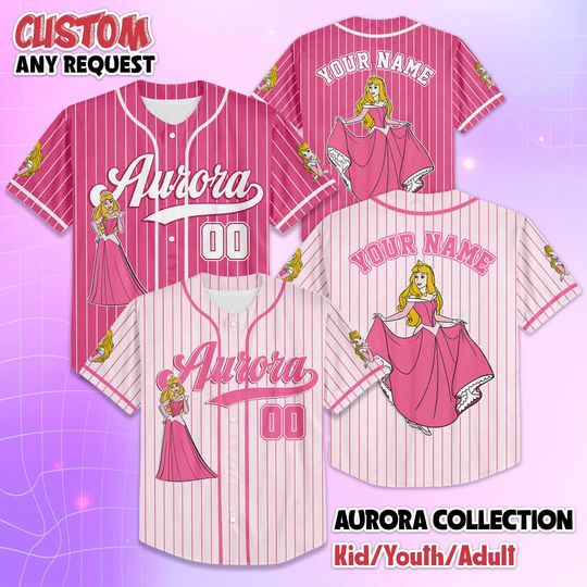 Custom Sleeping Beauty Aurora Baseball Jersey, Custom Disney Princess Aurora Baseball