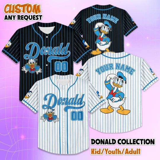 Discover Custom Donald Duck Baseball Jersey, Disney Mickey and Friends Jersey for Disney Fans, Disneyland Birthday Gift