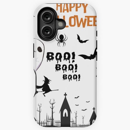 Discover Cute Spooky Halloween Ghosts and Bats Design iPhone Case