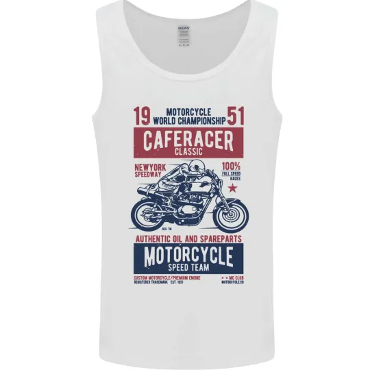 Discover Biker Cafe Racer 1951 Motorbike Motorcycle Mens Vest Tank Top