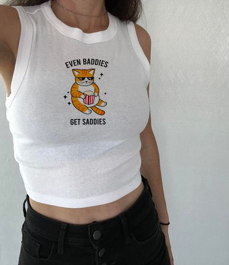 Baddies Saddies Baby Tee, Bad Sad Teen crop, Womens funny depressed, Humor crop tank