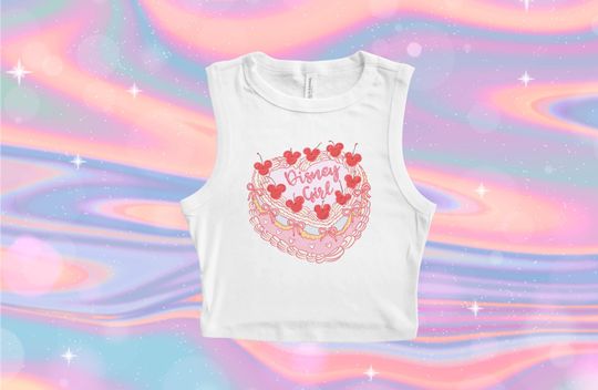 Discover Disney Girl Birthday Cake Baby tee, Cropped Birthday Cake coquette, Disney Birthday Mickey Minnie Womens Pink, Cute Cake tee