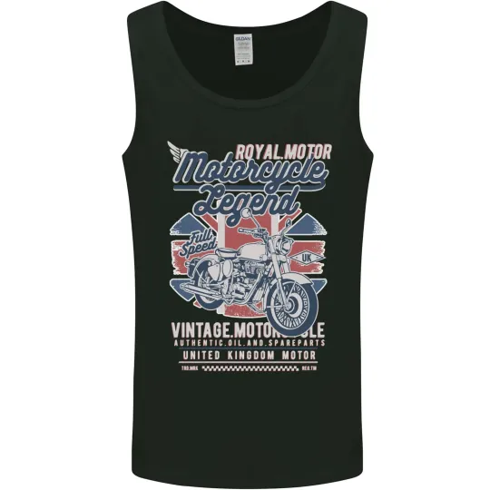Discover Motorcycle Legend Biker Union Jack British Mens Vest Tank Top