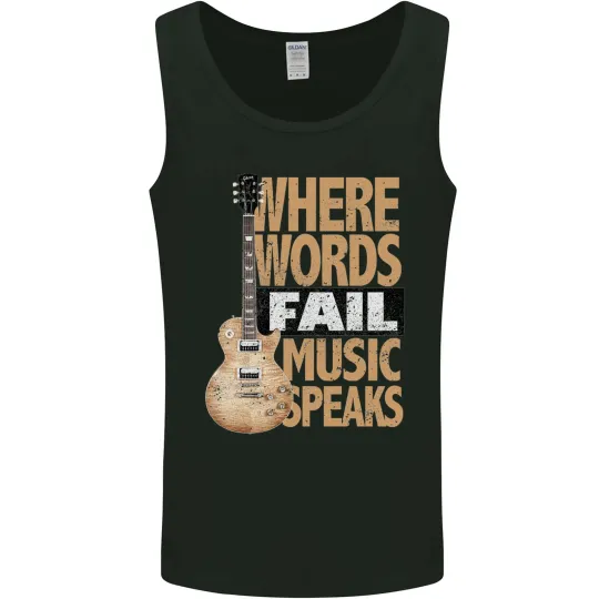 Discover Guitar Words Fail Music Speaks Guitarist Men's Tank Top