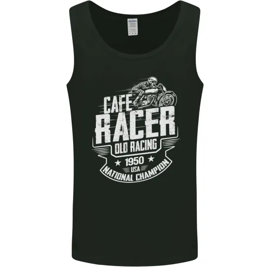 Discover Cafe Racer Old Racing Biker Motorcycle Mens Vest Tank Top