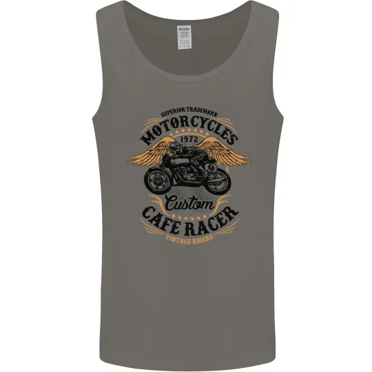Discover Biker Custom Cafe Racer Motorbike Mens Vest Tank Top