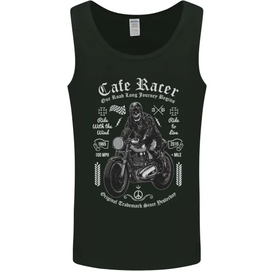 Discover Cafe Racer Motorcycle Motorbike Biker Mens Vest Tank Top