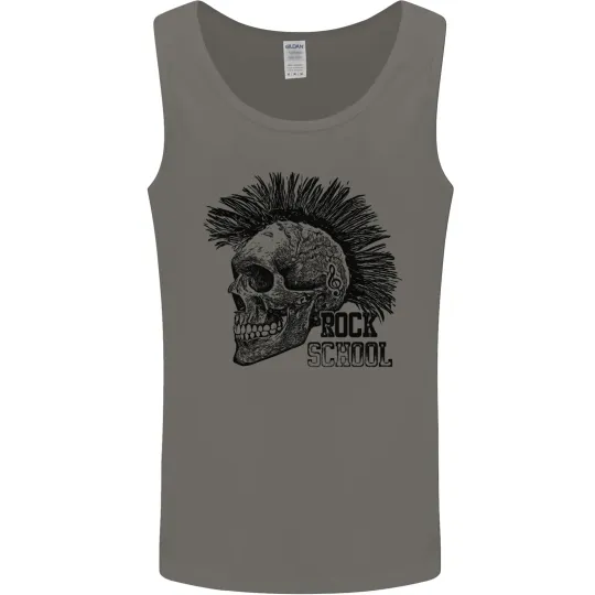 Discover Rock n Roll Music School Skull Guitar Mens Vest Tank Top