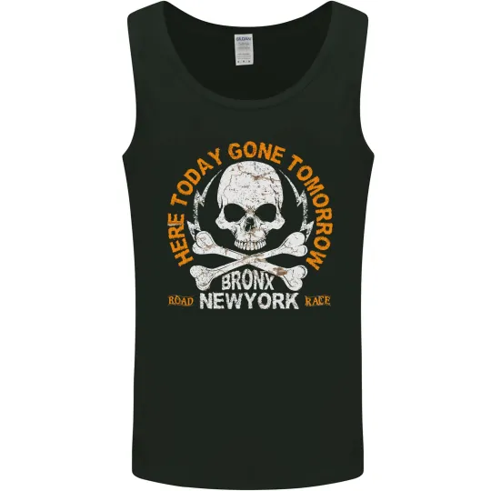 Discover Biker Skull Here Today Motorbike Motorcycle Mens Vest Tank Top