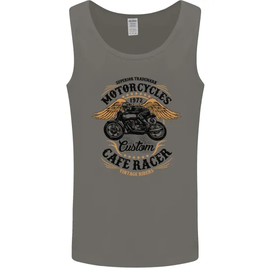 Discover Biker Custom Cafe Racer Motorbike Mens Vest Tank Top